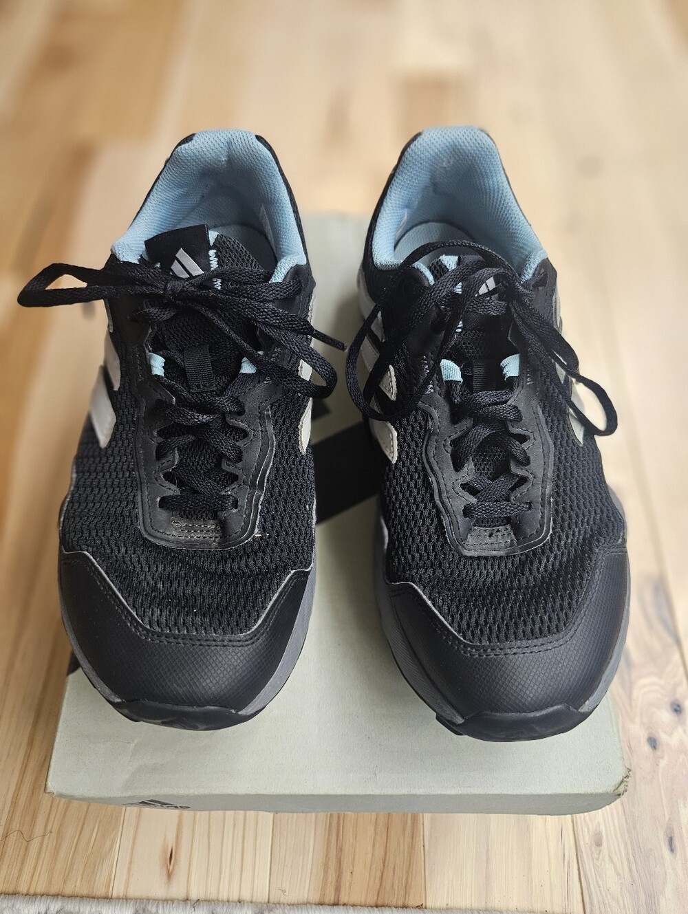 Women's Black Athletic Sneakers with Light Blue Lining